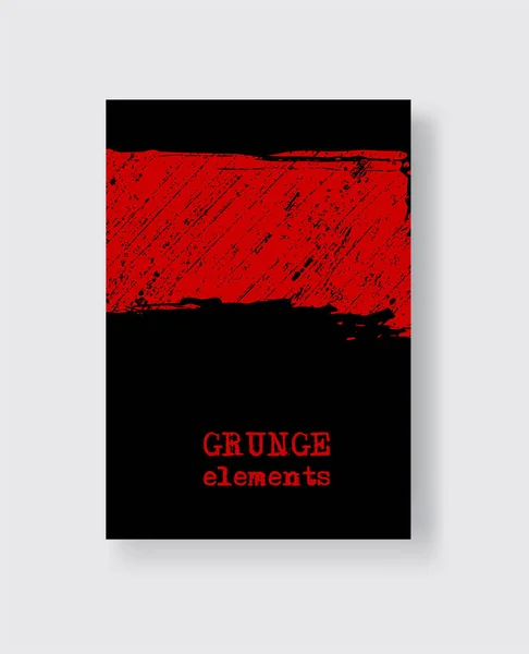 Röd grunge pensel stroke på svart bakgrund. Minimalistisk stil. — Stock vektor