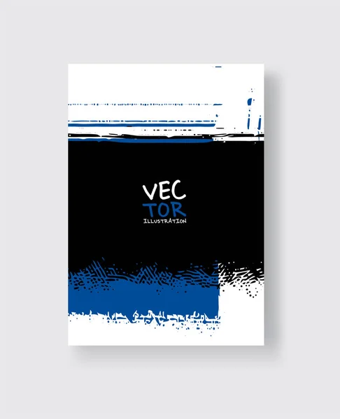 Svart blått bläck pensel stroke på vit bakgrund. Minimalistisk stil. — Stock vektor