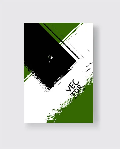Black green ink brush stroke on white background. Minimalistic style. — Stock Vector