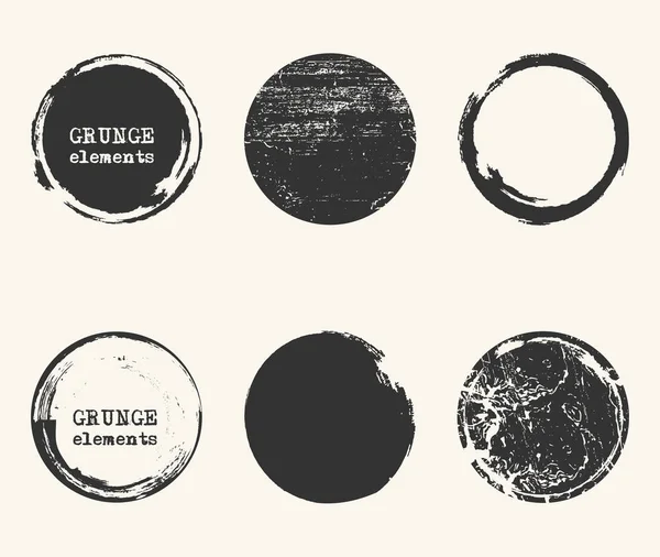 Grunge black color circle shapes set eps 10 — Stock Vector