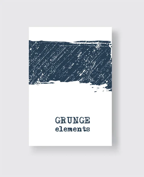 Blå grunge pensel stroke på vit bakgrund. Minimalistisk stil. — Stock vektor