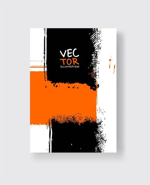 Pinceau à l'encre orange noire sur fond blanc. Style minimaliste . — Image vectorielle