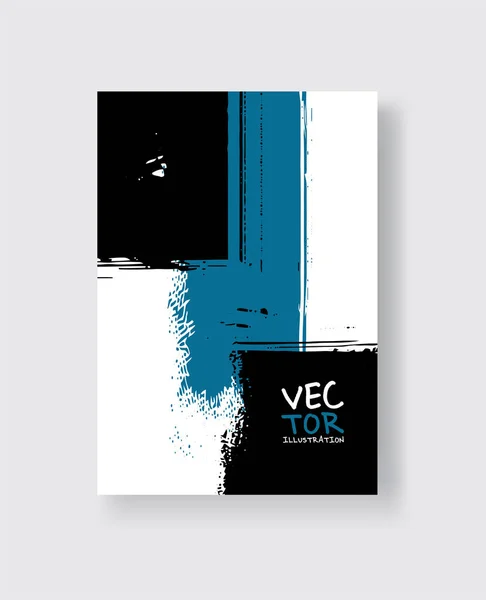 Pincelada de tinta azul negra sobre fondo blanco. Estilo minimalista . — Vector de stock