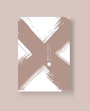 Grunge efektli soyut mürekkep fırçası afişleri. Vektör illüstrasyonu