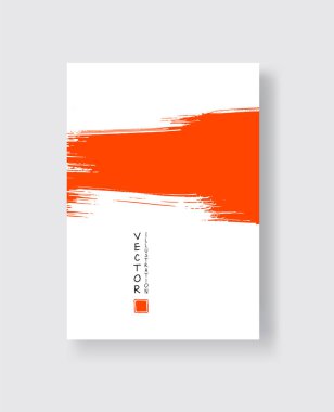 Grunge efektli soyut mürekkep fırçası afişleri. Vektör illüstrasyonu