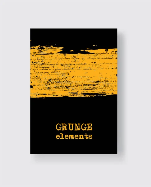 Gelber Grunge Pinselstrich Auf Schwarzem Hintergrund Minimalistischer Stil Vektor Illustration — Stockvektor