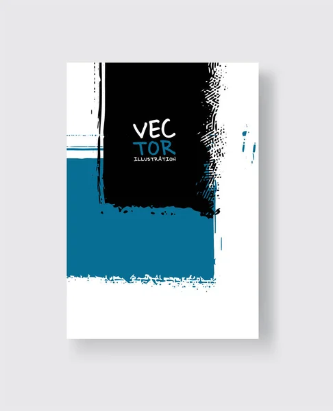 Pinceau Encre Bleue Noire Sur Fond Blanc Style Minimaliste Illustration — Image vectorielle