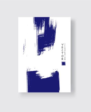 Grunge efektli soyut mürekkep fırçası afişleri. Vektör illüstrasyonu