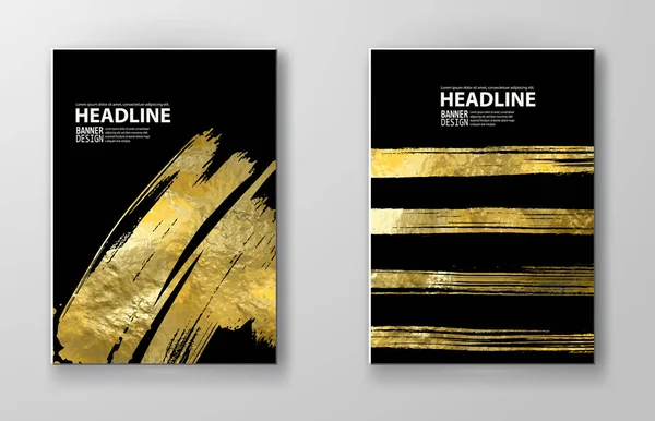 Vector Black Gold Design Templates Brochures Flyers Mobile Technologies Applications — 스톡 벡터