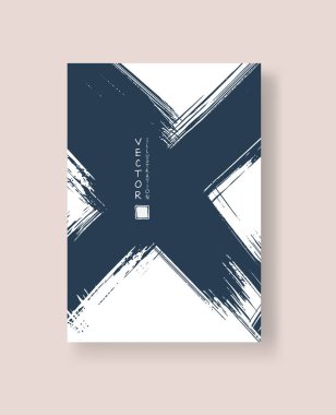 Grunge efektli soyut mürekkep fırçası afişleri. Vektör illüstrasyonu