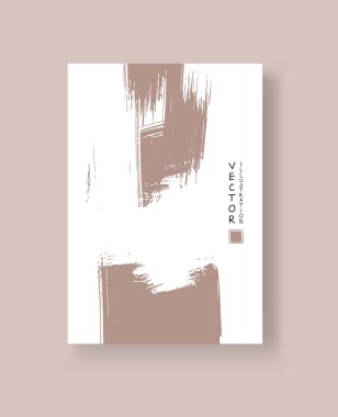 Grunge efektli soyut mürekkep fırçası afişleri. Vektör illüstrasyonu