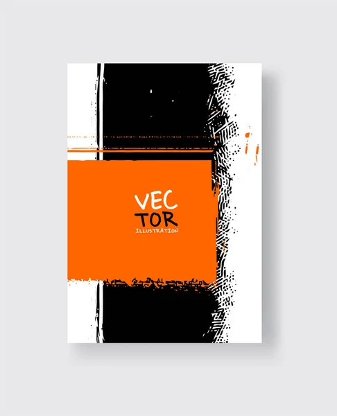 Pinceau Encre Orange Noire Sur Fond Blanc Style Minimaliste Illustration — Image vectorielle