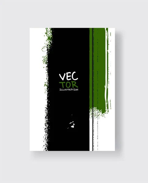 Pincelada Tinta Verde Negra Sobre Fondo Blanco Estilo Minimalista Ilustración — Vector de stock
