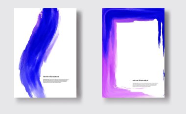 Vektör suluboya fırça konturu afiş. Vernik sıçrama satır izleme. Soyut şekli renkli yağlı boya smear poster beyaz arka plan üzerinde.