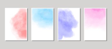 Sulu Boya lekesi ile kartların ayarlayın. Elle çizilmiş kartlarla dizi öğesi tasarımınız için beyaz arka plan üzerinde engelliyor. Tarihi, kartpostal, afiş, logo için tasarım. Vektör çizim.