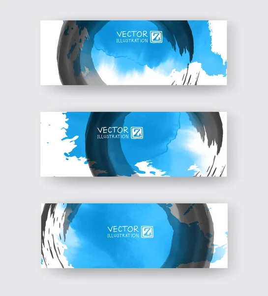 Banners Met Abstracte Kleur Inkt Element Wassen Schilderij Element Oost — Stockvector