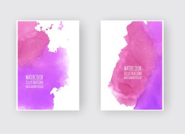 Sulu Boya lekesi ile kartların ayarlayın. Elle çizilmiş kartlarla dizi öğesi tasarımınız için beyaz arka plan üzerinde engelliyor. Tarihi, kartpostal, afiş, logo için tasarım. Vektör çizim.