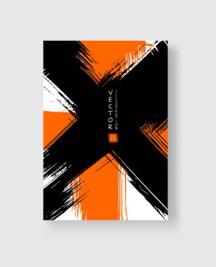 Grunge efektli soyut mürekkep fırçası afişleri. Vektör illüstrasyonu