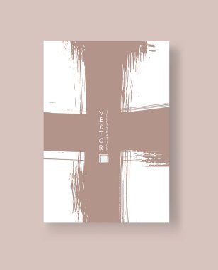 Grunge efektli soyut mürekkep fırçası afişleri. Vektör illüstrasyonu