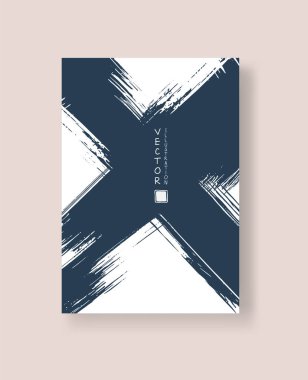 Grunge efektli soyut mürekkep fırçası afişleri. Vektör illüstrasyonu