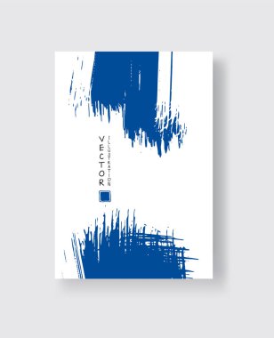 Grunge efektli soyut mürekkep fırçası afişleri. Vektör illüstrasyonu