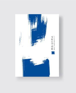 Grunge efektli soyut mürekkep fırçası afişleri. Vektör illüstrasyonu