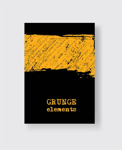 Pincelada Grunge Amarilla Sobre Fondo Negro Estilo Minimalista Ilustración Vectorial — Vector de stock