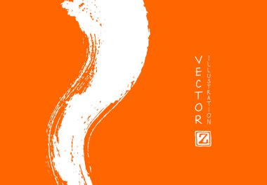 Yatay arka planda soyut mürekkep fırça darbesi. Japon stili. Grunge elemanlarının vektör çizimi.