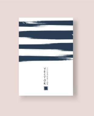 Grunge efektli soyut mürekkep fırçası afişleri. Vektör illüstrasyonu