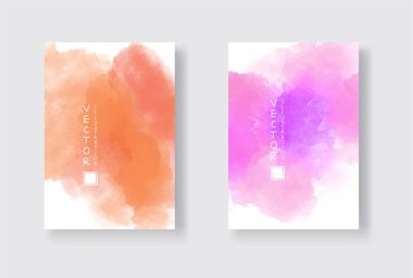 Parlak renkli vektör suluboya arkaplan seti. Soyut resimleme