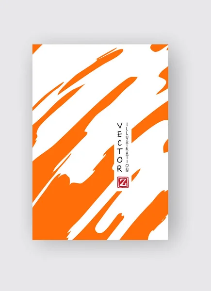 Pinceau Encre Orange Sur Fond Blanc Style Japonais Illustration Vectorielle — Image vectorielle