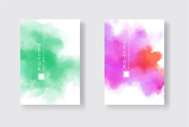 Parlak renkli vektör suluboya arkaplan seti. Soyut resimleme