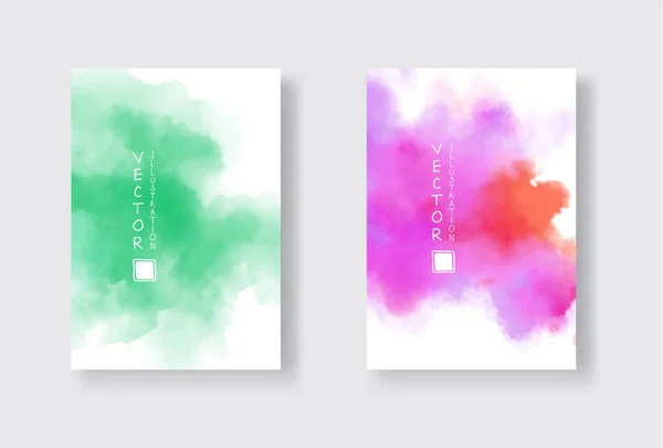 Conjunto Fundo Colorido Brilhante Vetor Aquarela Ilustração Abstrata —  Vetores de Stock