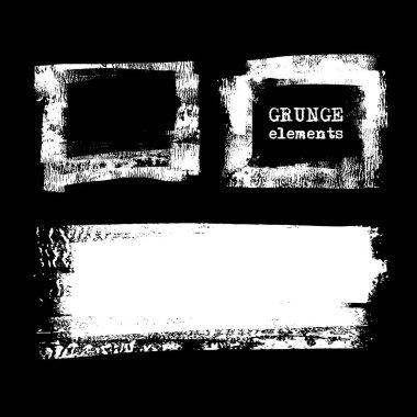 Siyah arkaplanda soyut grunge pul ögesi ayarlandı. Vektör illüstrasyonu