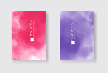 Parlak renkli vektör suluboya arkaplan seti. Soyut resimleme