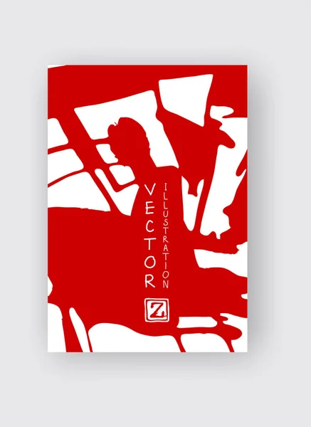 Piros Tinta Ecset Stroke Fehér Háttérrel Japán Stílus Grunge Foltok — Stock Vector