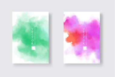 Parlak renkli vektör suluboya arkaplan seti. Soyut resimleme