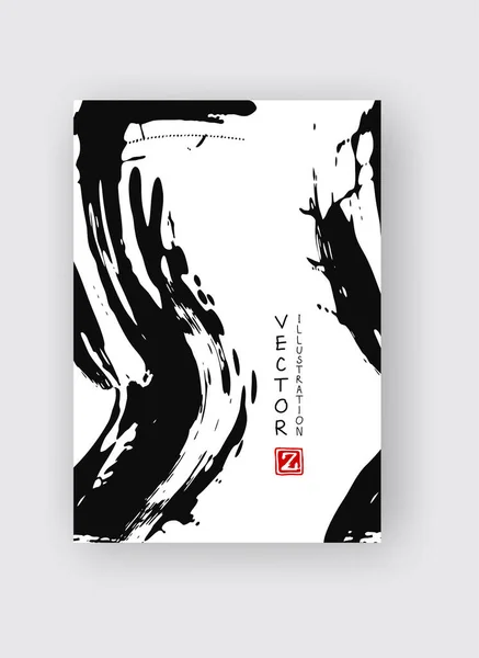 Ink Brush Stroke Background Japanese Style Vector Illustration Grunge Strip — Stock Vector