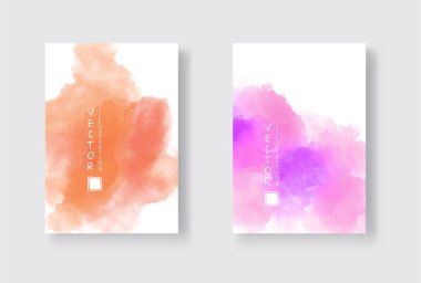 Parlak renkli vektör suluboya arkaplan seti. Soyut resimleme