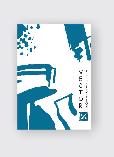Blauer Pinselstrich Auf Weißem Hintergrund Japanischer Stil Vektorillustration Von Grunge — Stockvektor