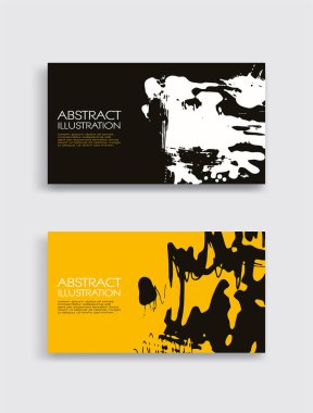 Beyaz arka planda siyah beyaz, sarı, fırça darbesi. Japon tarzı. Grunge lekelerinin vektör illüstrasyonu