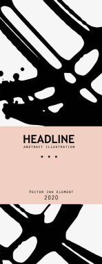 Beyaz arka planda siyah mürekkep fırçası darbesi. Japon tarzı. Grunge lekelerinin vektör illüstrasyonu