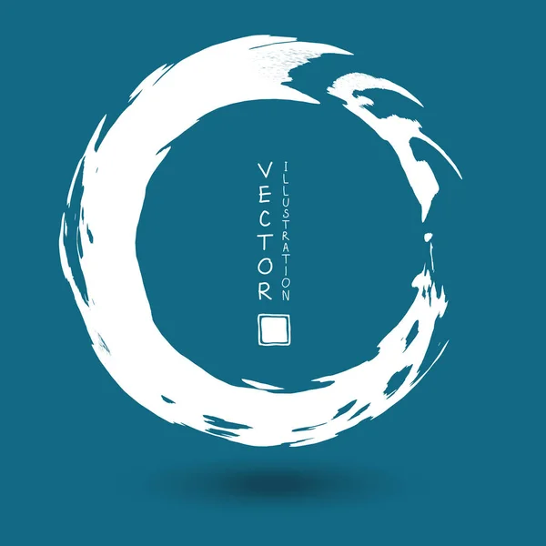 Encre Blanche Trait Rond Sur Fond Bleu Style Japonais Illustration — Image vectorielle