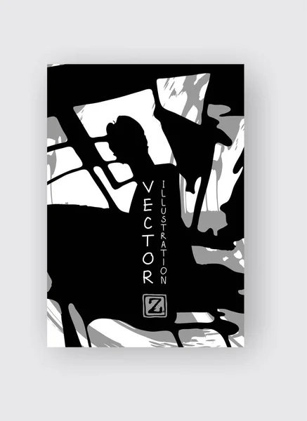Schwarzer Und Grauer Pinselstrich Auf Weißem Hintergrund Japanischer Stil Vektorillustration — Stockvektor