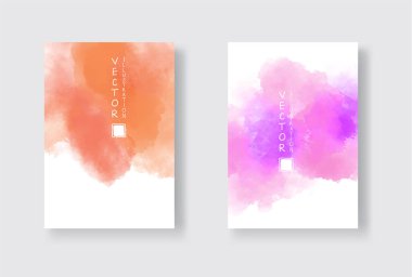 Parlak renkli vektör suluboya arkaplan seti. Soyut resimleme