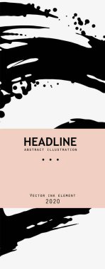 Beyaz arka planda siyah mürekkep fırçası darbesi. Japon tarzı. Grunge lekelerinin vektör illüstrasyonu