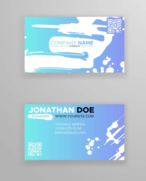 Plantillas Creativas Tarjetas Visita Color Con Diseño Minimalista Pinceladas Abstractas — Vector de stock