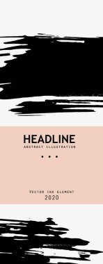 Beyaz arka planda siyah mürekkep fırçası darbesi. Japon tarzı. Grunge lekelerinin vektör illüstrasyonu
