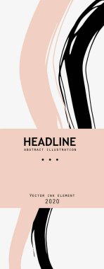Beyaz arka planda siyah mürekkep fırçası darbesi. Japon tarzı. Grunge lekelerinin vektör illüstrasyonu