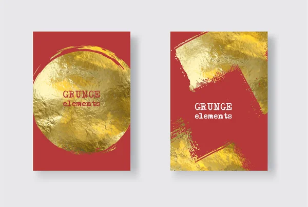 Vector Red Gold Design Templates Set Brochures Flyers Mobile Technologies — 스톡 벡터